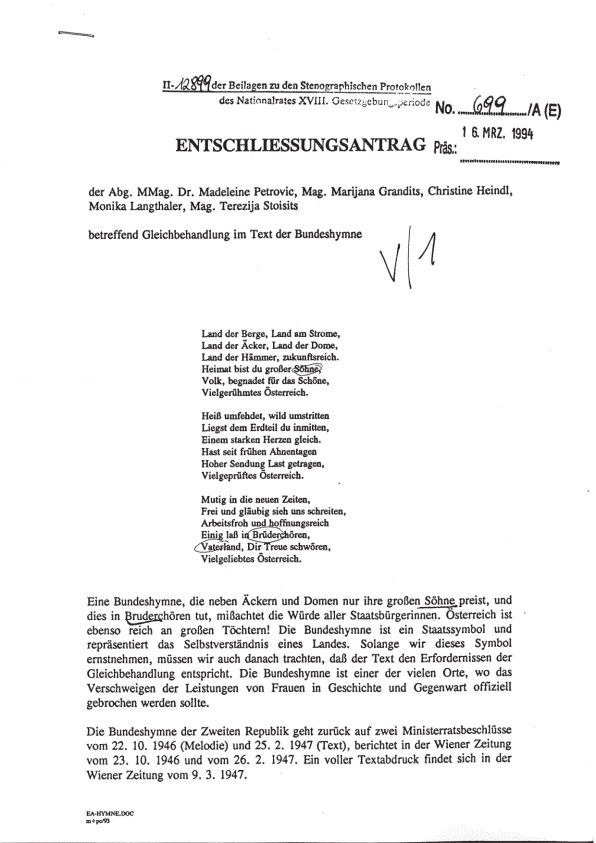 Entschliessungsantrag, Entschließungsantrag, Bundeskanzleramt Österreich, Bundeskanzleramt, Mag. Michael Böhm, Ballhausplatz 2, 1014 Wien